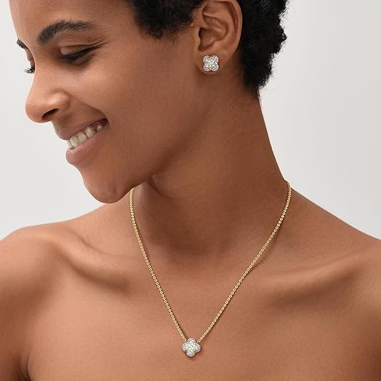 Dainty Gold Necklace For Women 18k Gold Plated Full CZ Pendant Necklace Handmade Necklace Jewelry Everyday Wear